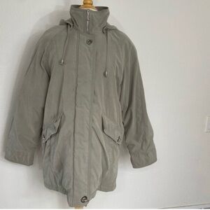 Synergy Women's Taupe Oversize Hooded Parka Jacket Size Medium Outdoor Casual